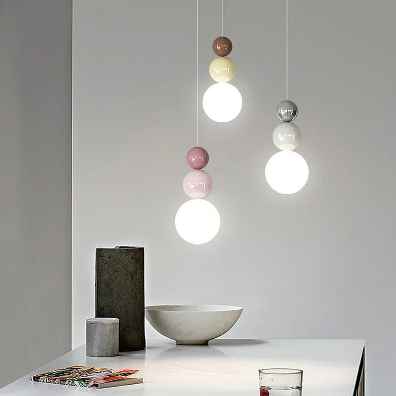 lampe led nordique minimaliste suspendue avec boule de crème