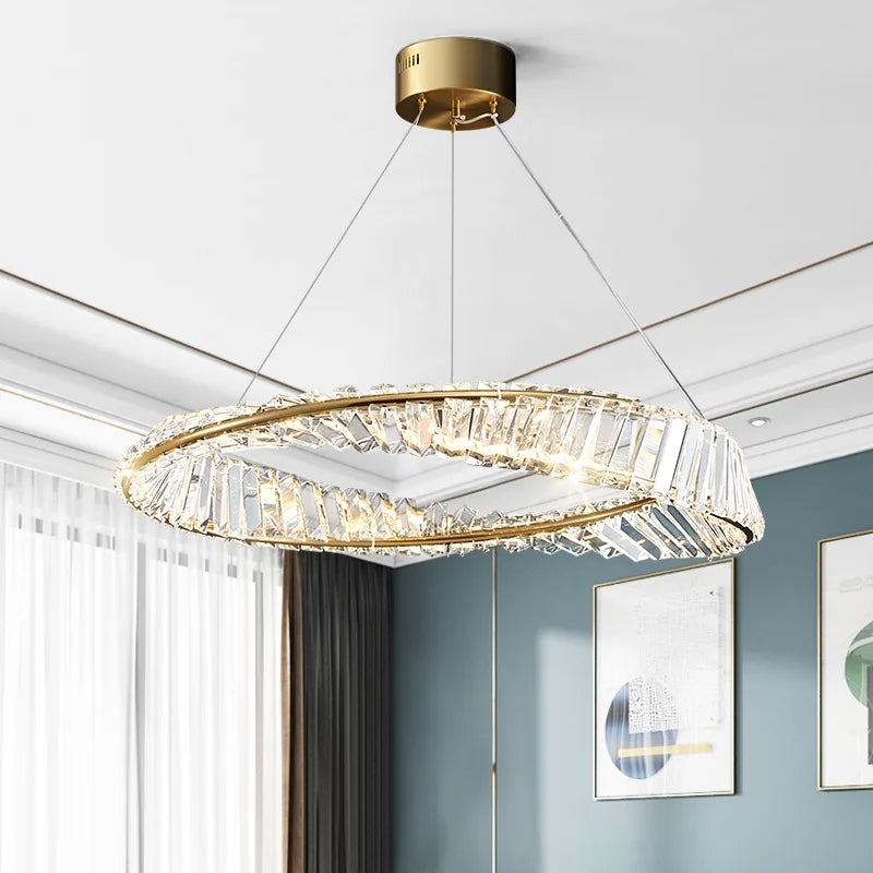 lustre en or de luxe avec éclairage en cristal winfordo