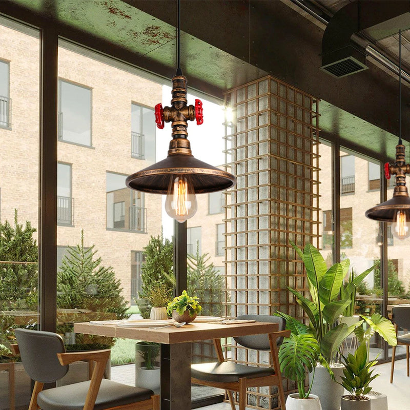 suspension vintage industriel loft tuyau d'eau luminaire bar restaurant