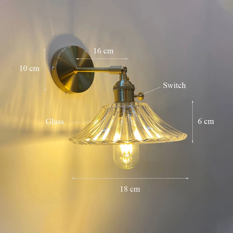 Applique murale verre rotatif laiton led miroir intérieur