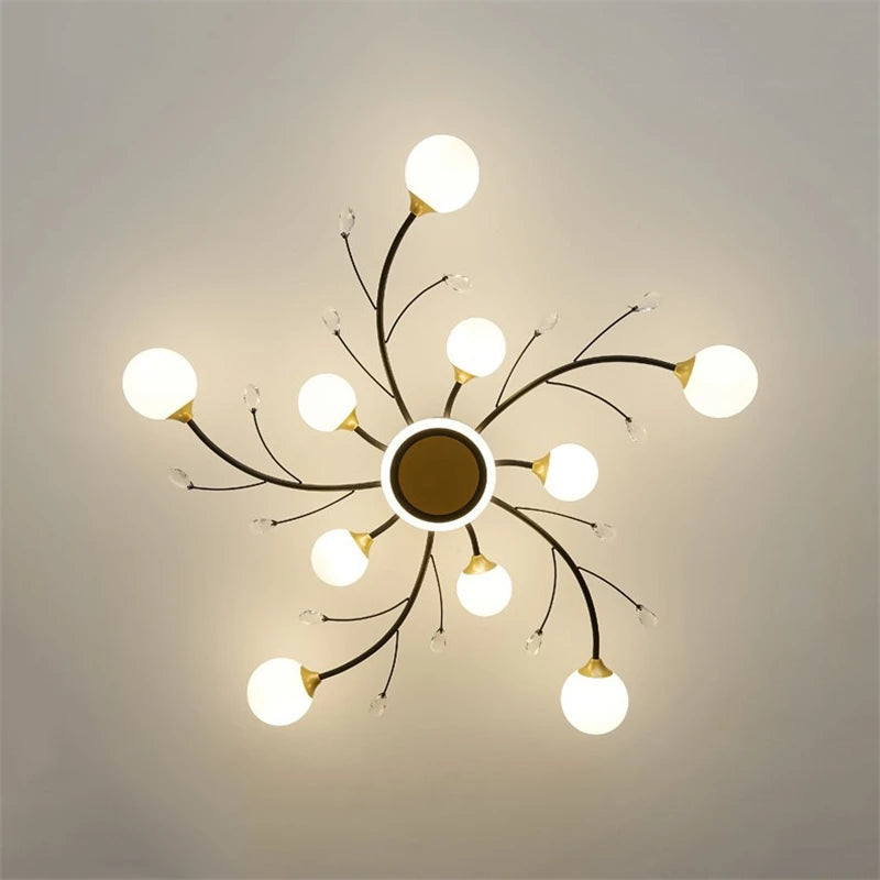 plafonnier moderne en verre de cristal vintage avec éclairage led