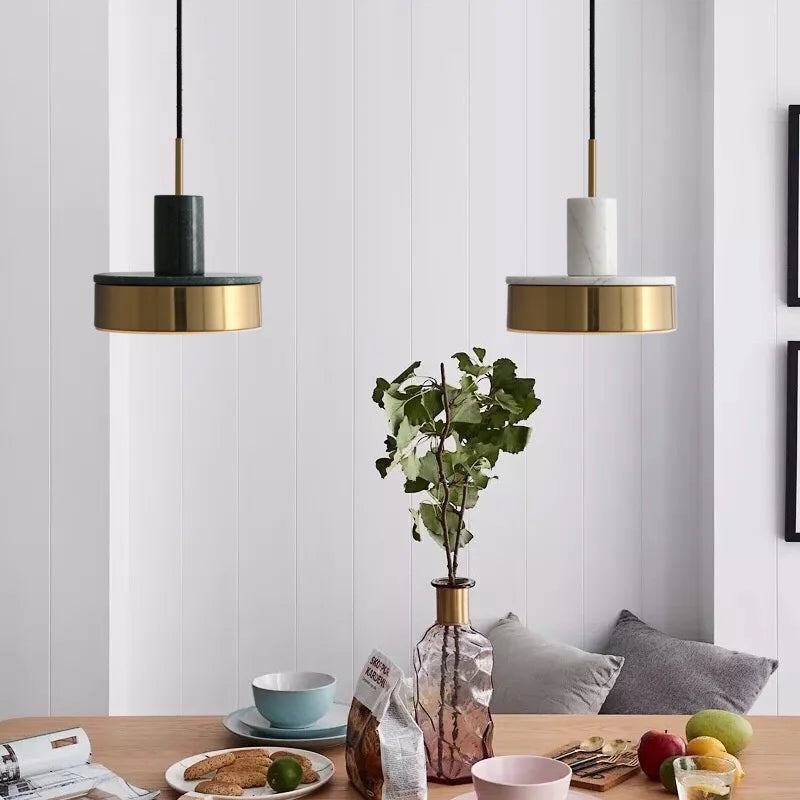suspension LED en marbre naturel style scandinave rétro nordique