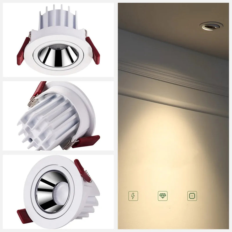 plafonnier encastré moderne en aluminium anti-éblouissement réglable pour intérieur