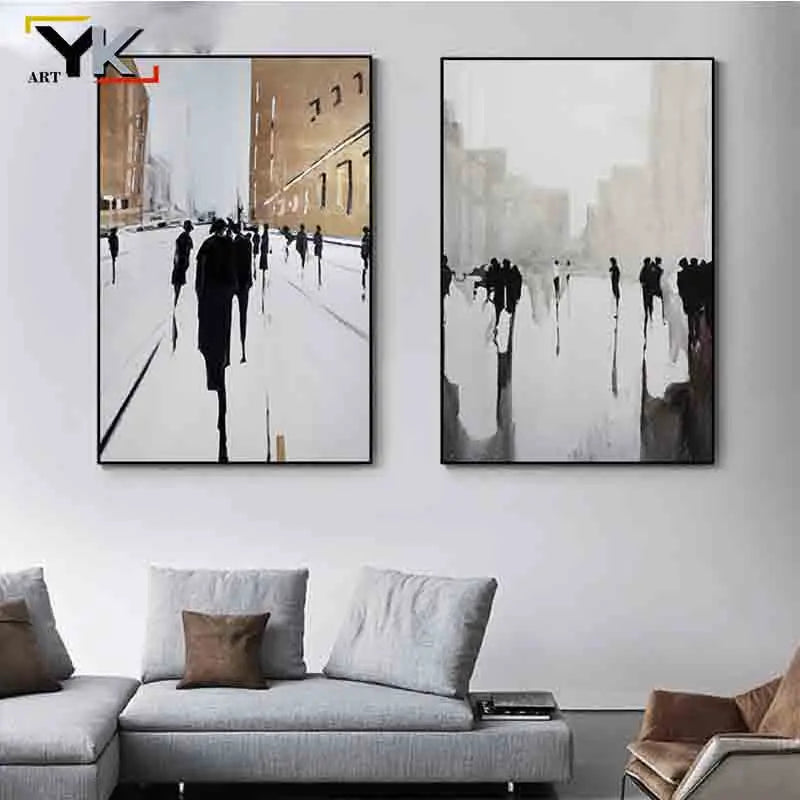 peinture abstraite noire et blanche pour décoration murale
