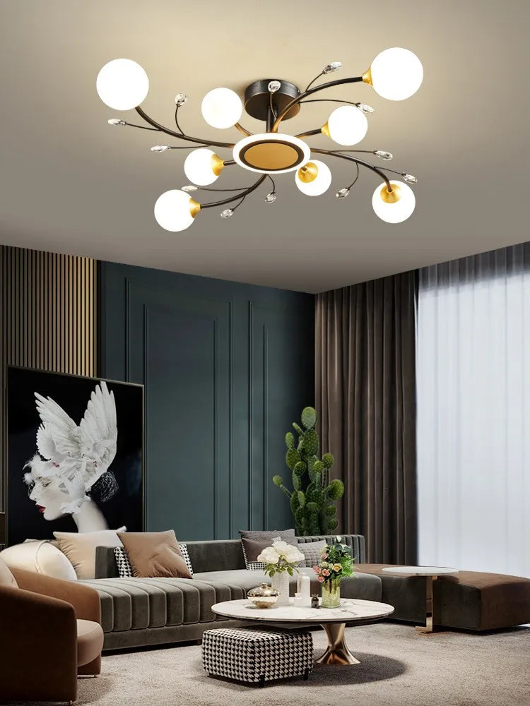 plafonnier moderne en verre de cristal vintage avec éclairage led