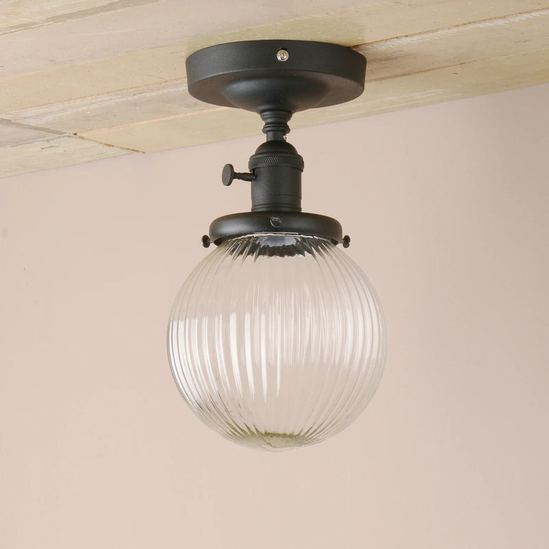 Plafonnier vintage industriel avec boule en verre