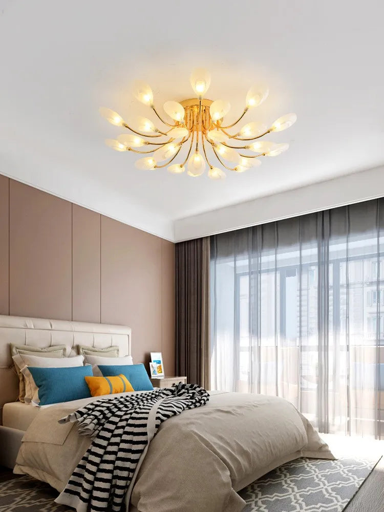 lampe nordique post-moderne luxueuse avec écran ouvert paon led