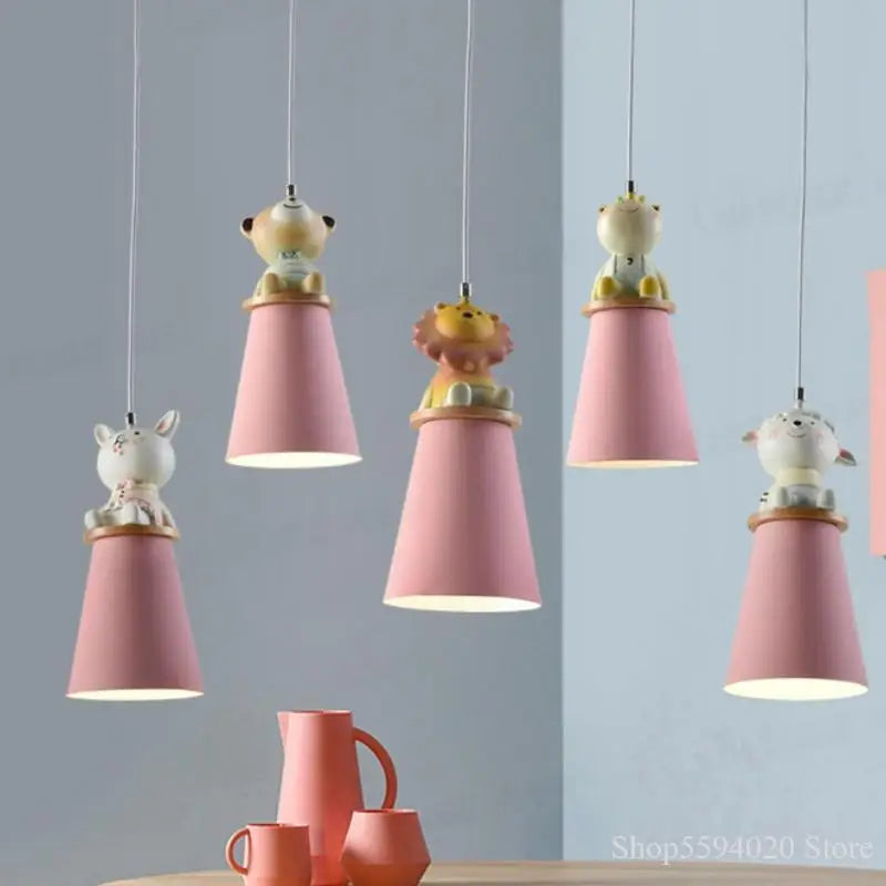 lustre créatif dessin animé animal pour chambre d'enfants
