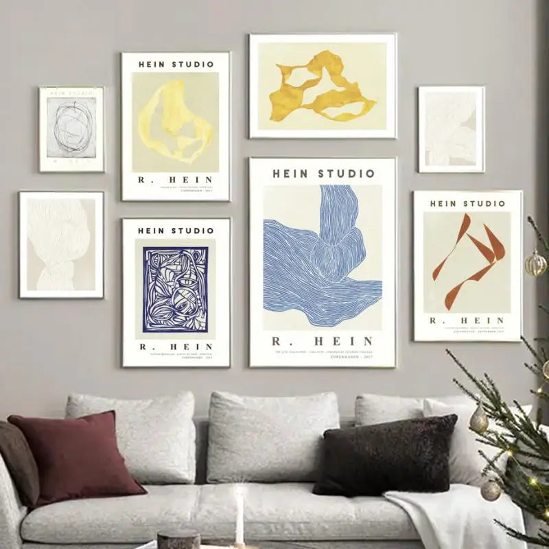 art mural moderne motif géométrique abstrait design nordique décor intérieur