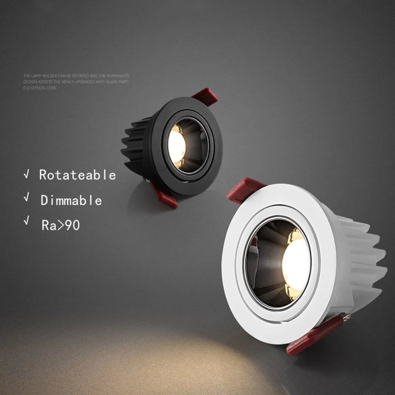 plafonnier encastré moderne en aluminium anti-éblouissement réglable pour intérieur