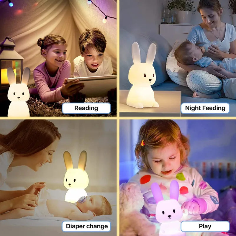 veilleuse lapin mignon en silicone usb pour enfants kawaii