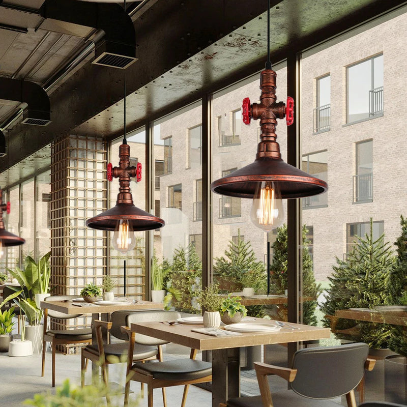 suspension vintage industriel loft tuyau d'eau luminaire bar restaurant