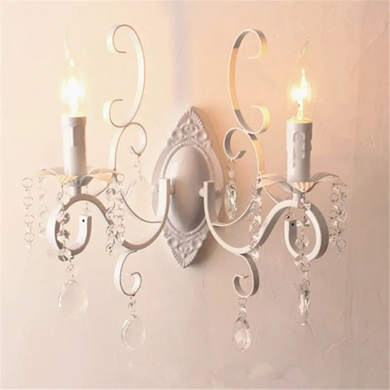 applique murale vintage en métal et cristal à double tête