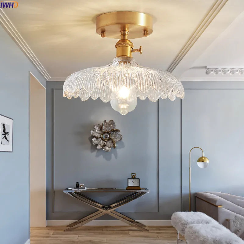 plafonnier led iwhd verre cuivre style nordique vintage edison
