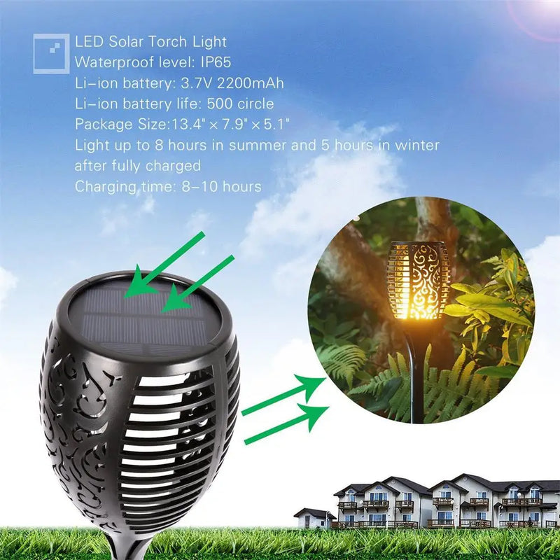 lampe led solaire étanche pour décoration de jardin vacillante