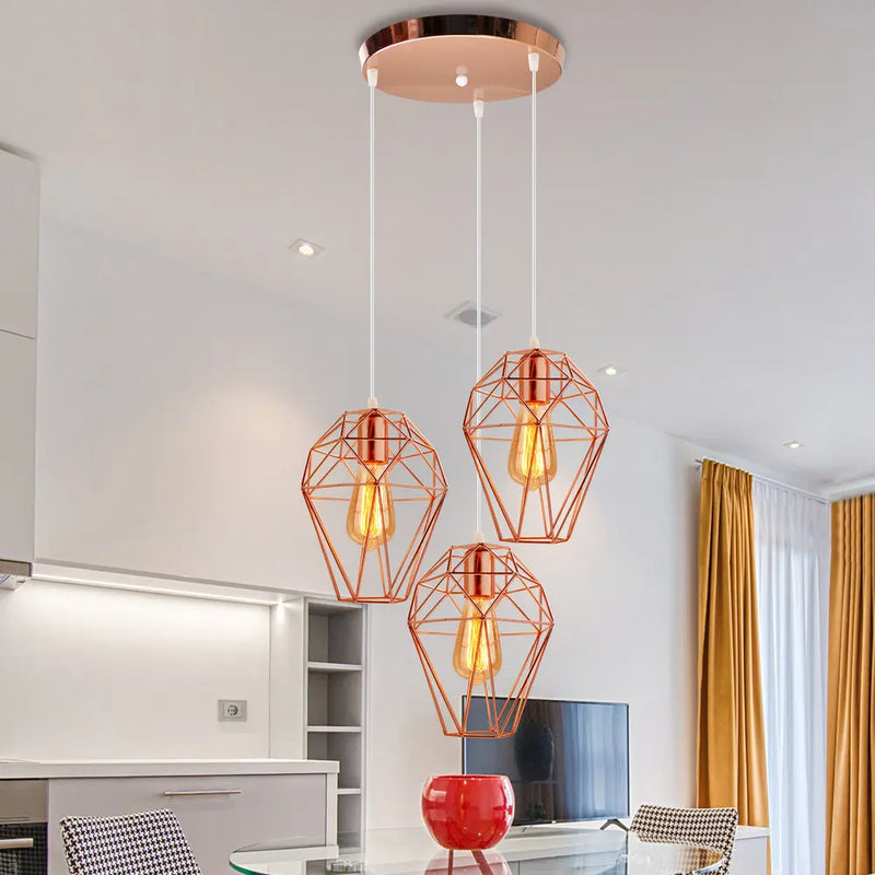 lustre led vintage moderne 1/3 têtes suspension abat-jour