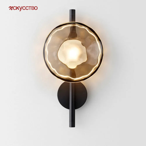 Applique murale Led ronde en verre coloré au Design post-moderne