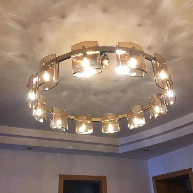 lustre led scandinave en cristal décoration d'intérieur luminaire