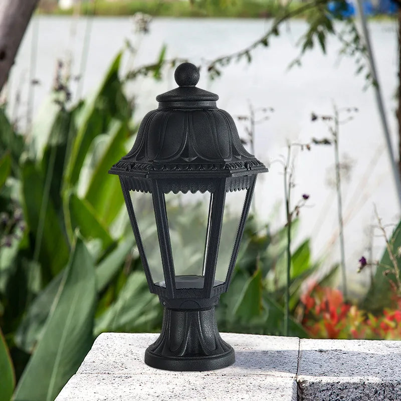 design italien colonne hexagonale lampe extérieure villa cour passerelle