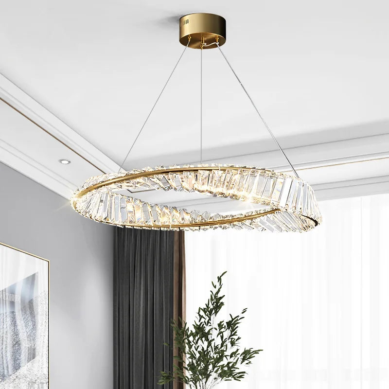 lustre en or de luxe avec éclairage en cristal winfordo