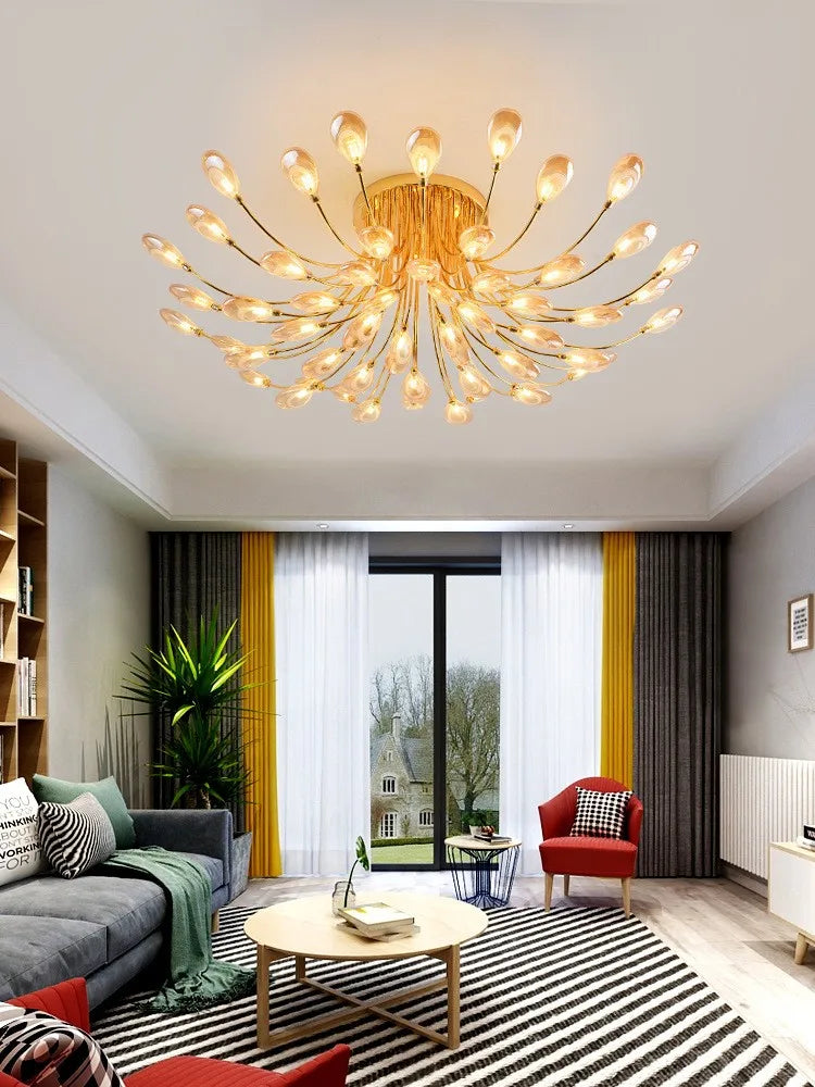 lampe nordique post-moderne luxueuse avec écran ouvert paon led