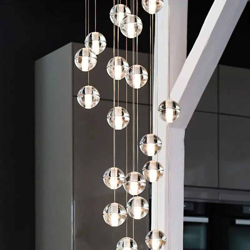 lustre boule de cristal nordique duplex villa salon restaurant