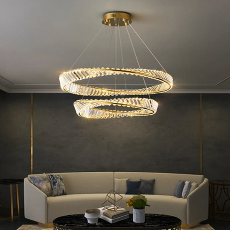 lustre en or de luxe avec éclairage en cristal winfordo