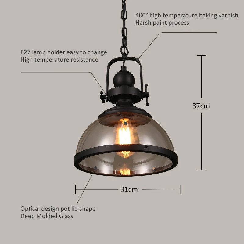 Suspension LED rétro en fer