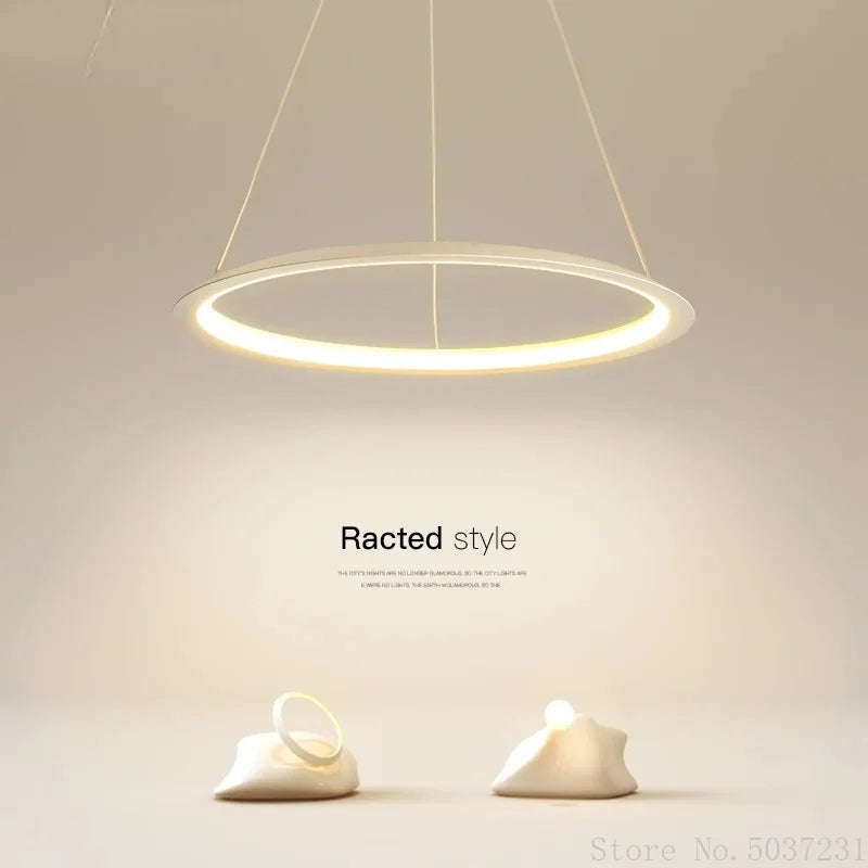 Lustre anneau rond led au design nordique minimaliste créatif