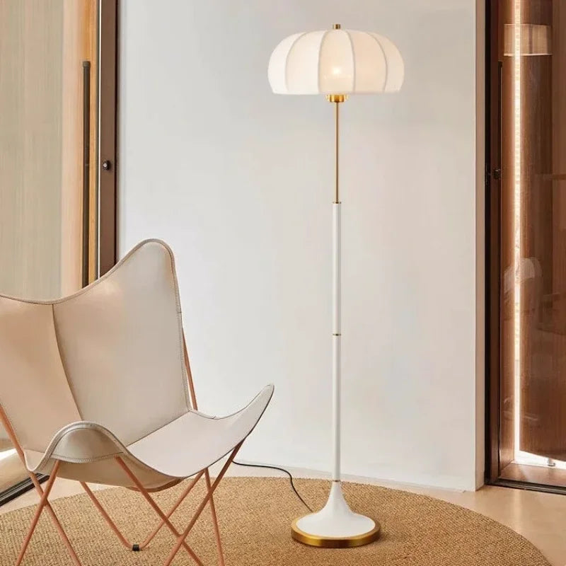 lustre design nordique lampadaire rétro en tissu avec lumière led