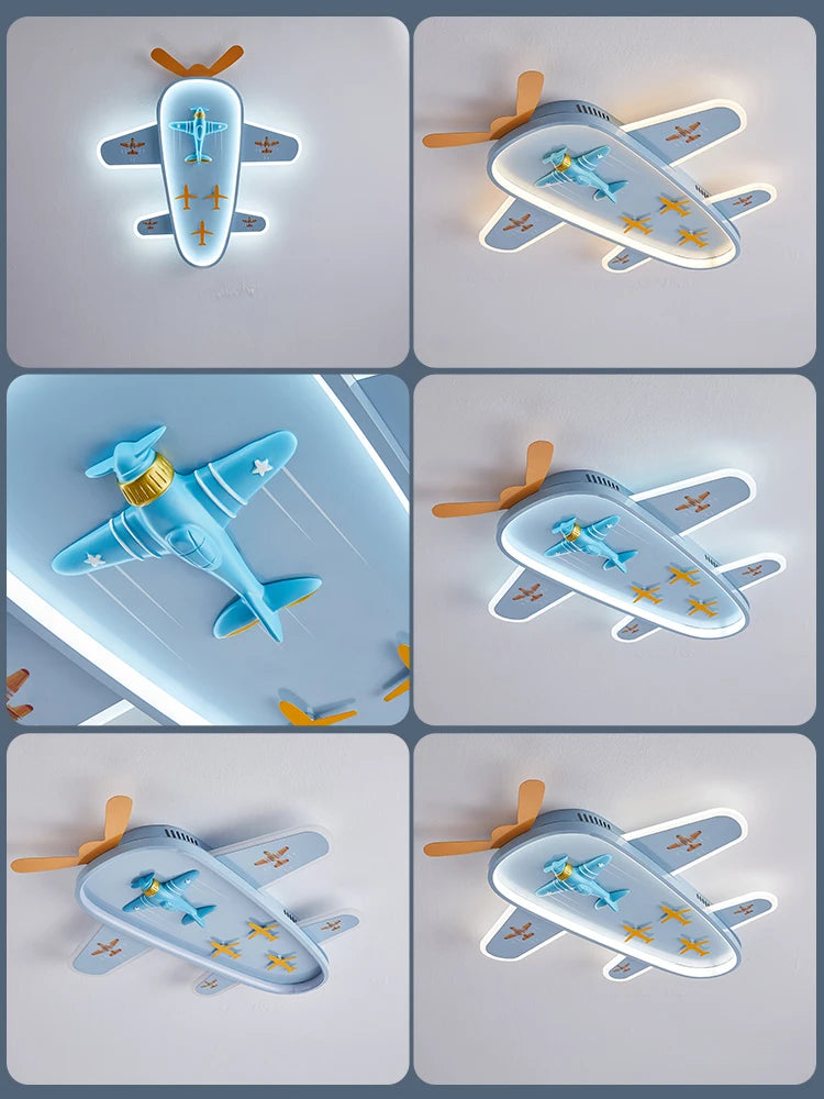 lustre avion dessin animé pour chambre d'enfant protection des yeux