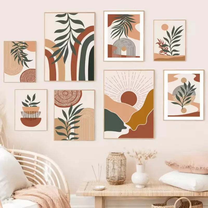 affiches abstraites de feuilles pour décoration murale boho