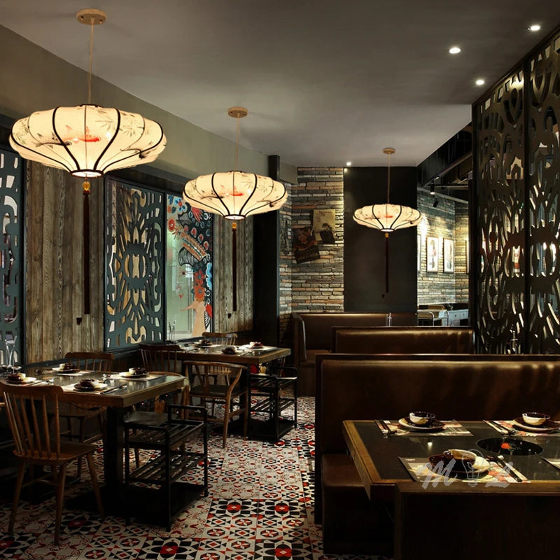 suspension style chinois dessinées à la main éclairage rétro