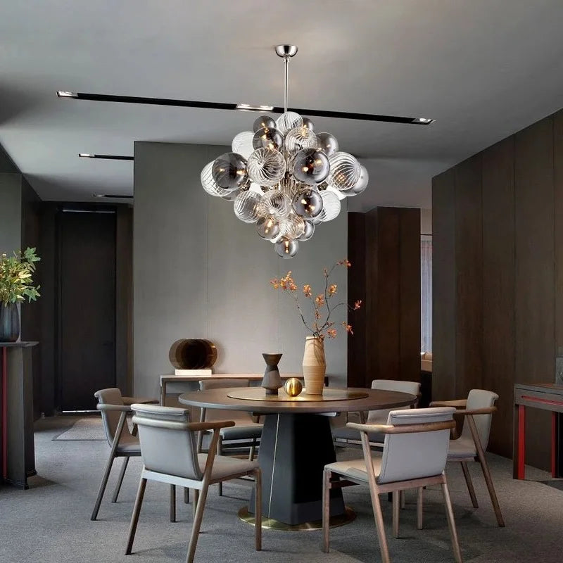 lustre nordique créatif en fer et bulles de verre luxueux