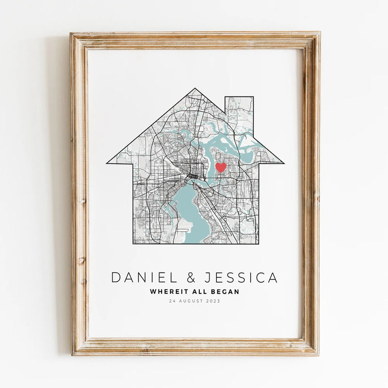 carte de ville personnalisée cadeau de saint-valentin pour lui