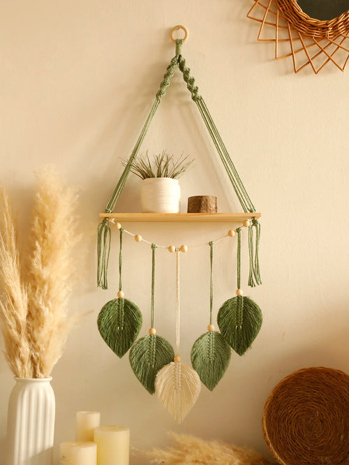 étagère flottante en macramé décoration murale bohème artisanale