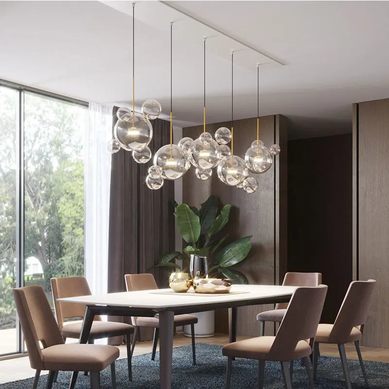 Lustre LED boules en verre design moderne