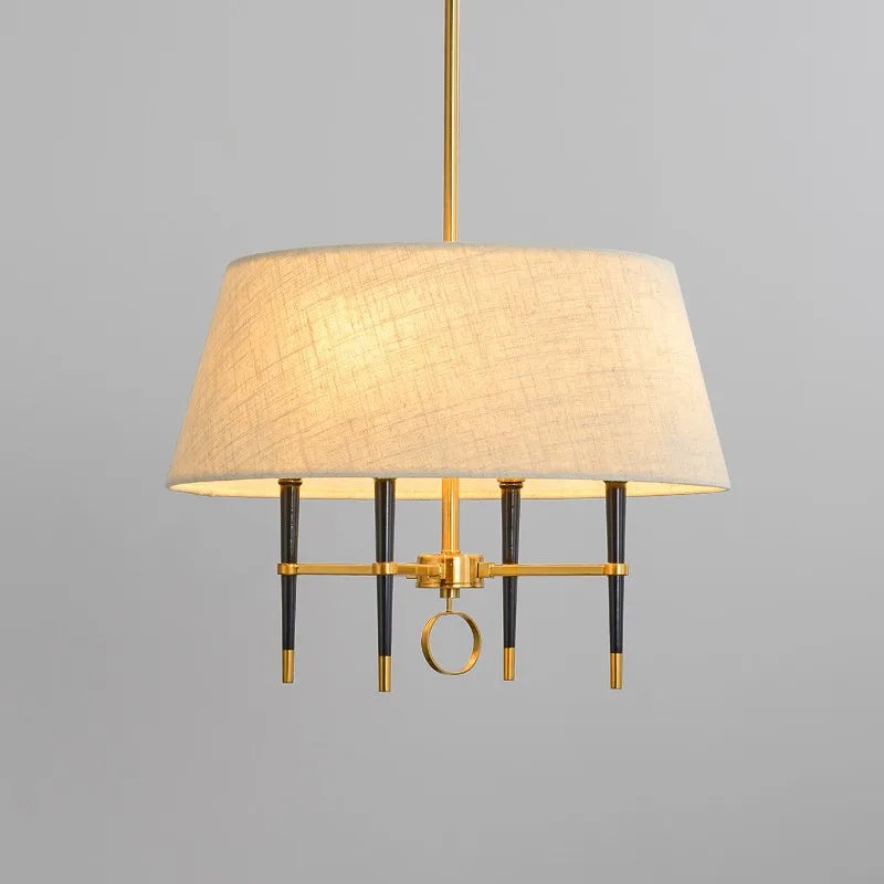 suspension circulaire en tissu style chinois avec lustre cuivré