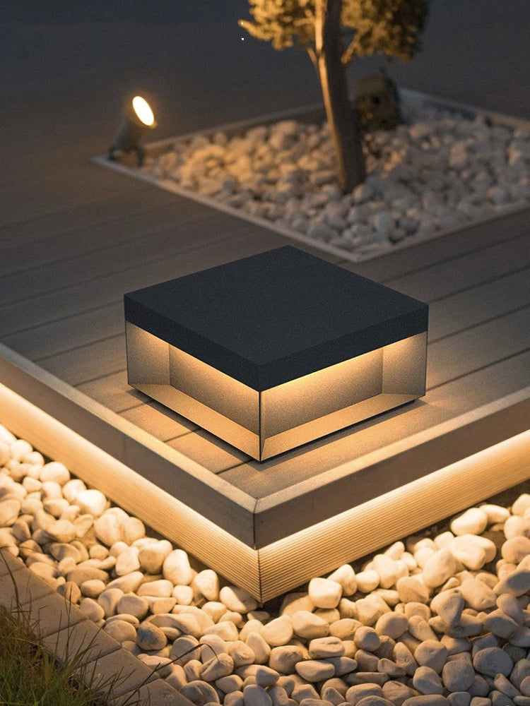 lampadaire moderne en inox pour jardin extérieur éclairage décoratif