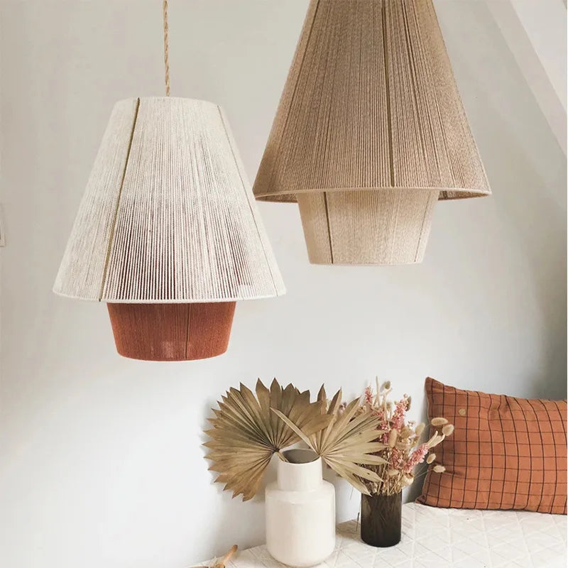 lustre rétro japonais en corde de chanvre pour décoration créative