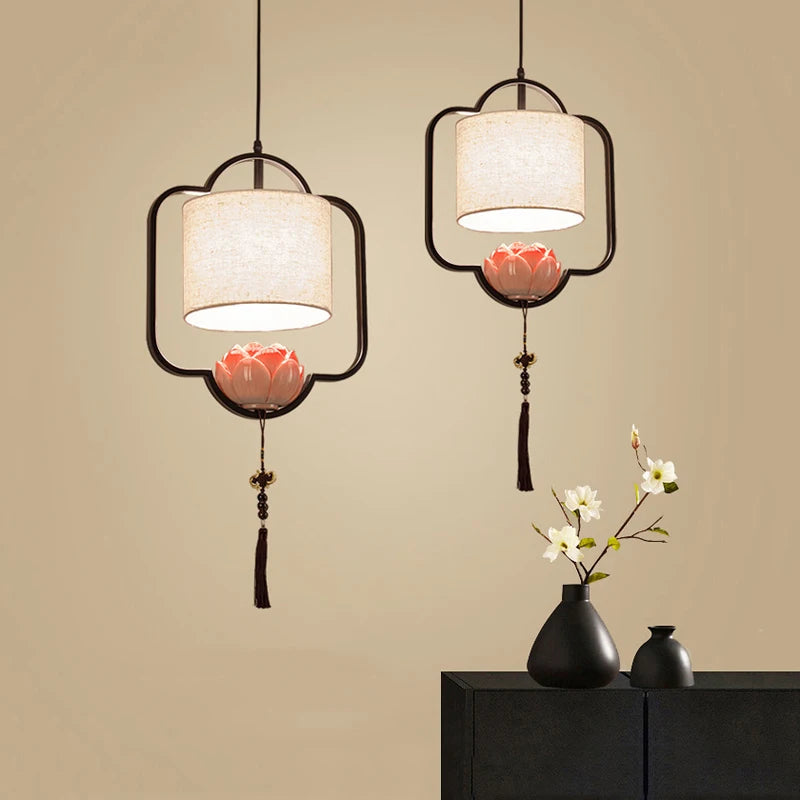 lustre chinois en tissu pour restaurant et hôtel