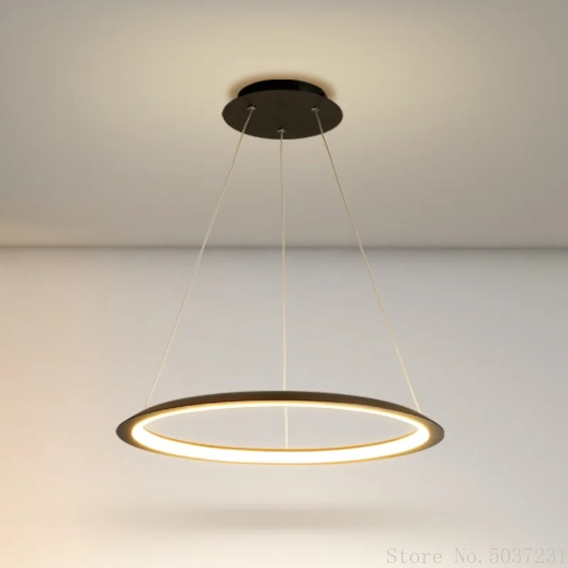 Lustre anneau rond led au design nordique minimaliste créatif
