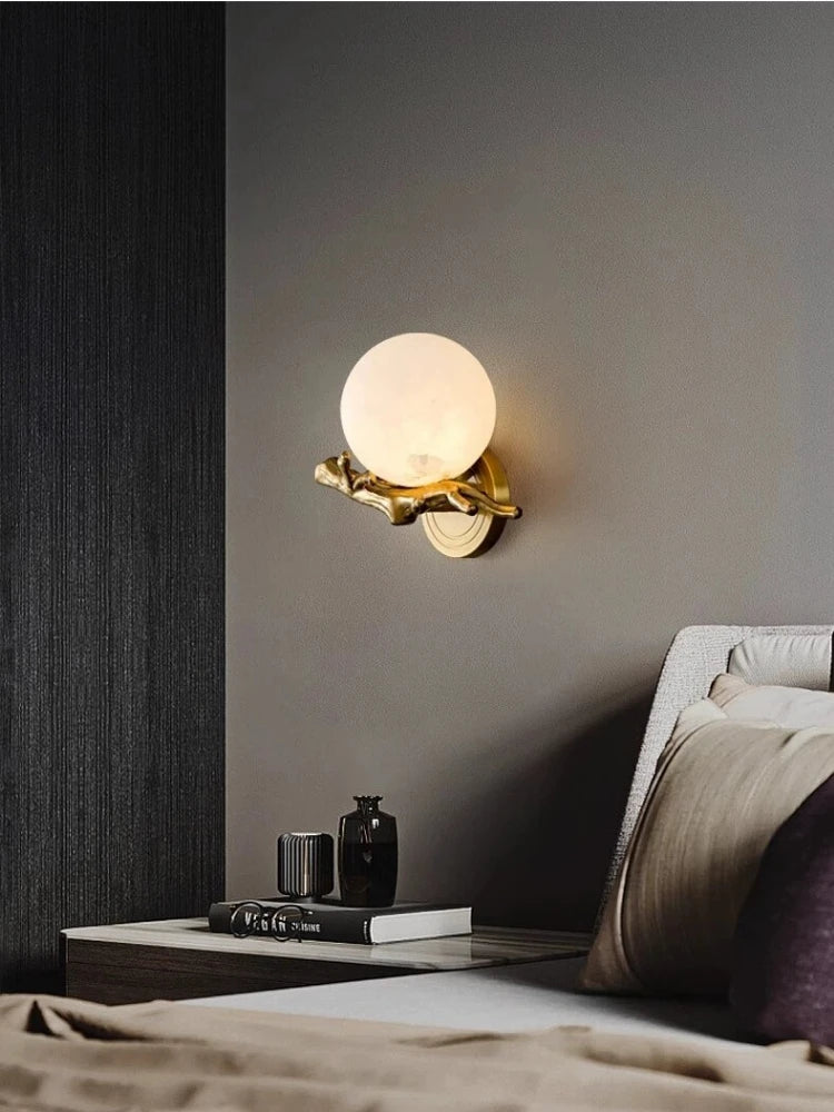 applique murale en marbre et cuivre lumière décorative à led