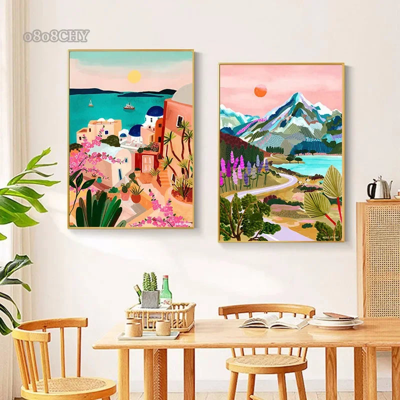 affiches et impressions colorées de paysage abstrait pour décoration intérieure