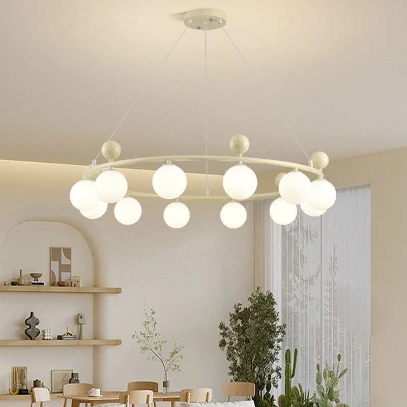 lustre en verre et métal style moderne pour éclairage dynamique