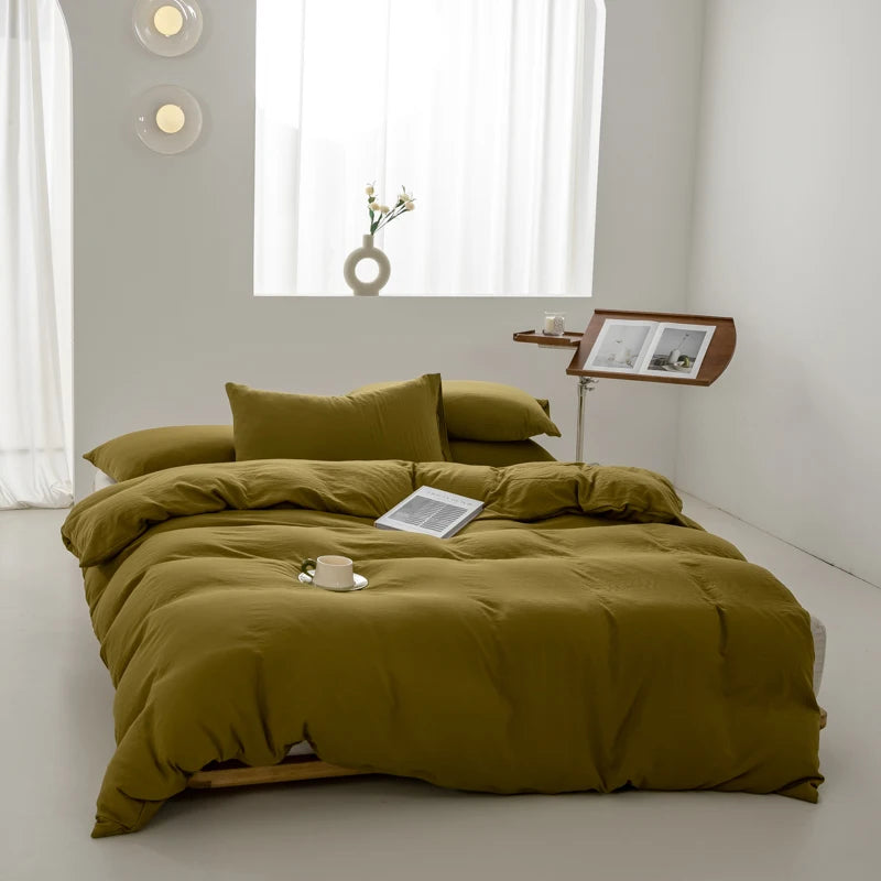 parure de lit en coton japonais doux avec housse et taies d'oreiller