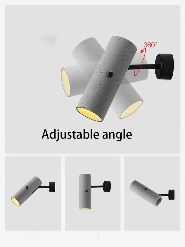 Applique murale led en ciment style industriel projecteur rotatif créatif