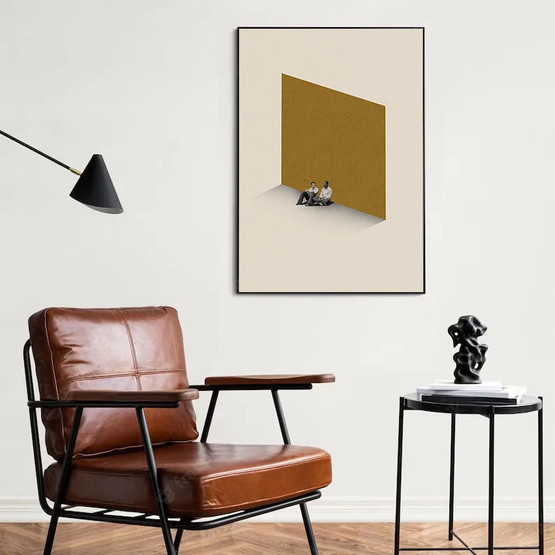 affiche rétro abstraite inspirée de films classiques décorative