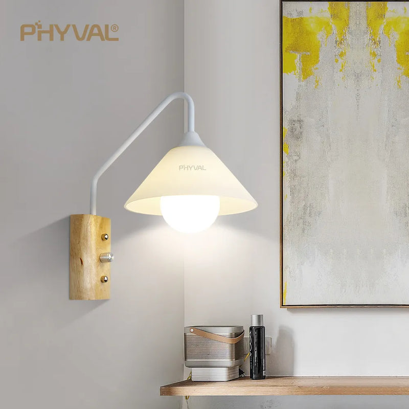 Applique moderne verre bois mural chambre salon