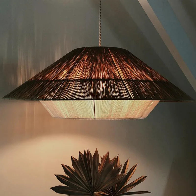 lustre rétro japonais en corde de chanvre pour décoration créative